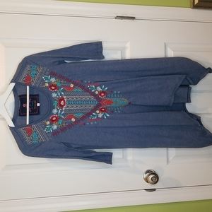 Johnny Was Vibrant Embroidered Tunic, Women's Size XS